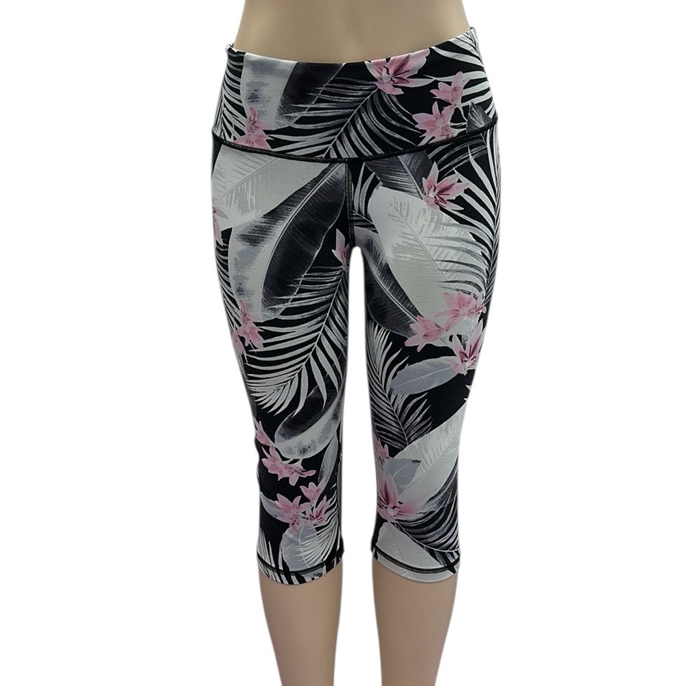 Victorias Secret Knockout Sport Crop Floral Print Leggings Womens Medium